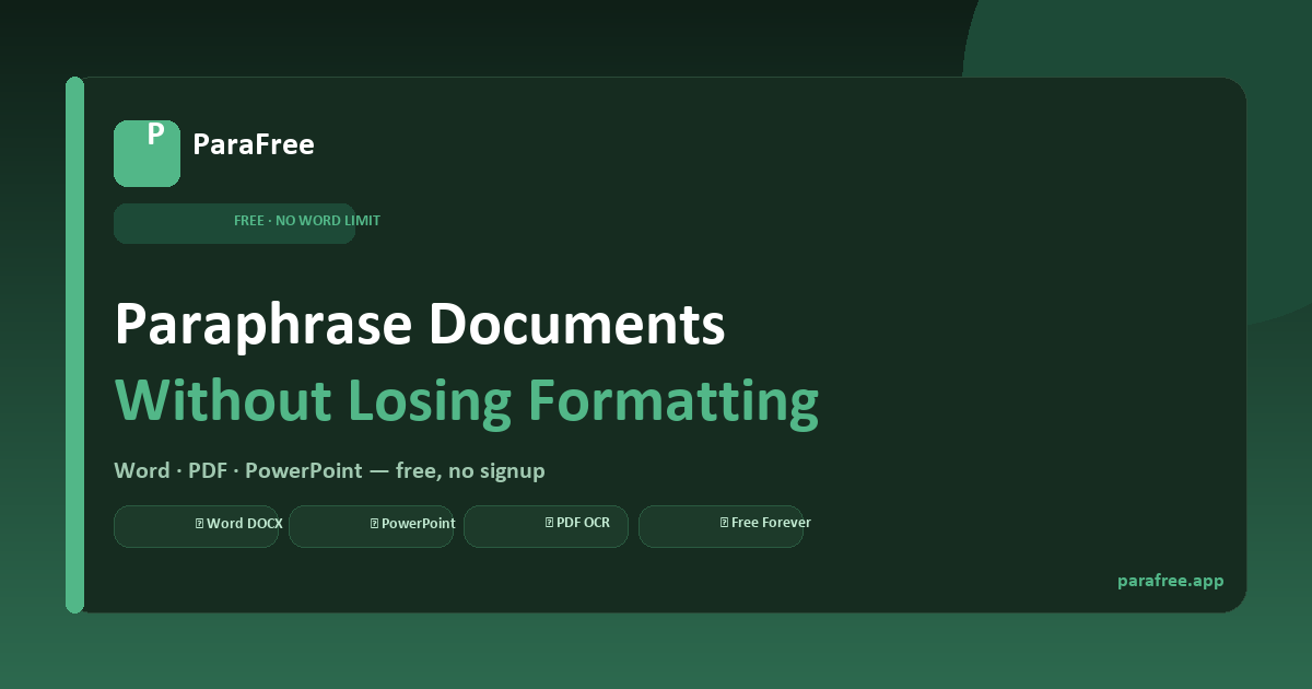 Paraphrase Word Document Without Losing Formatting — Free | ParaFree